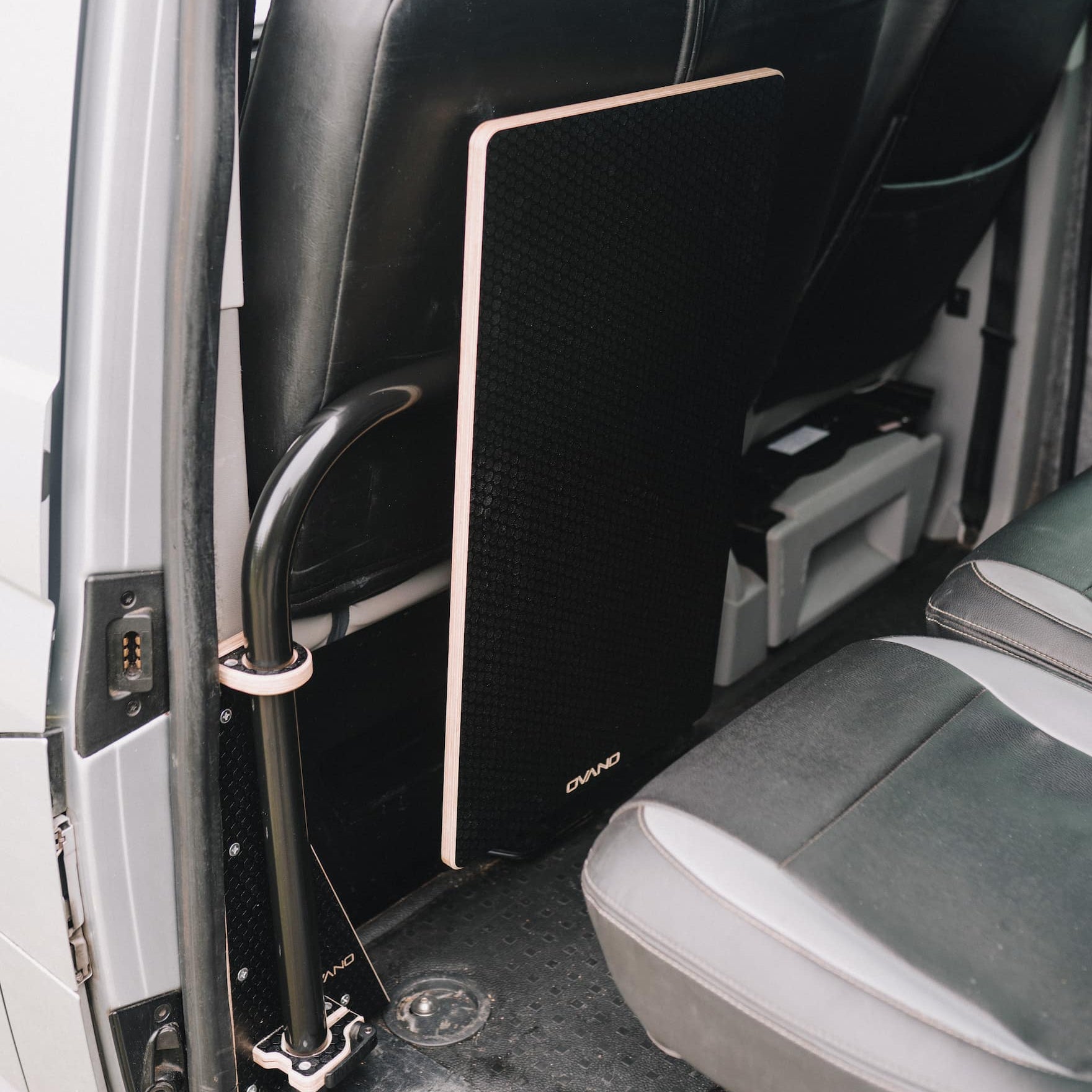 Camper van table stored inside a Transporter van, not in use