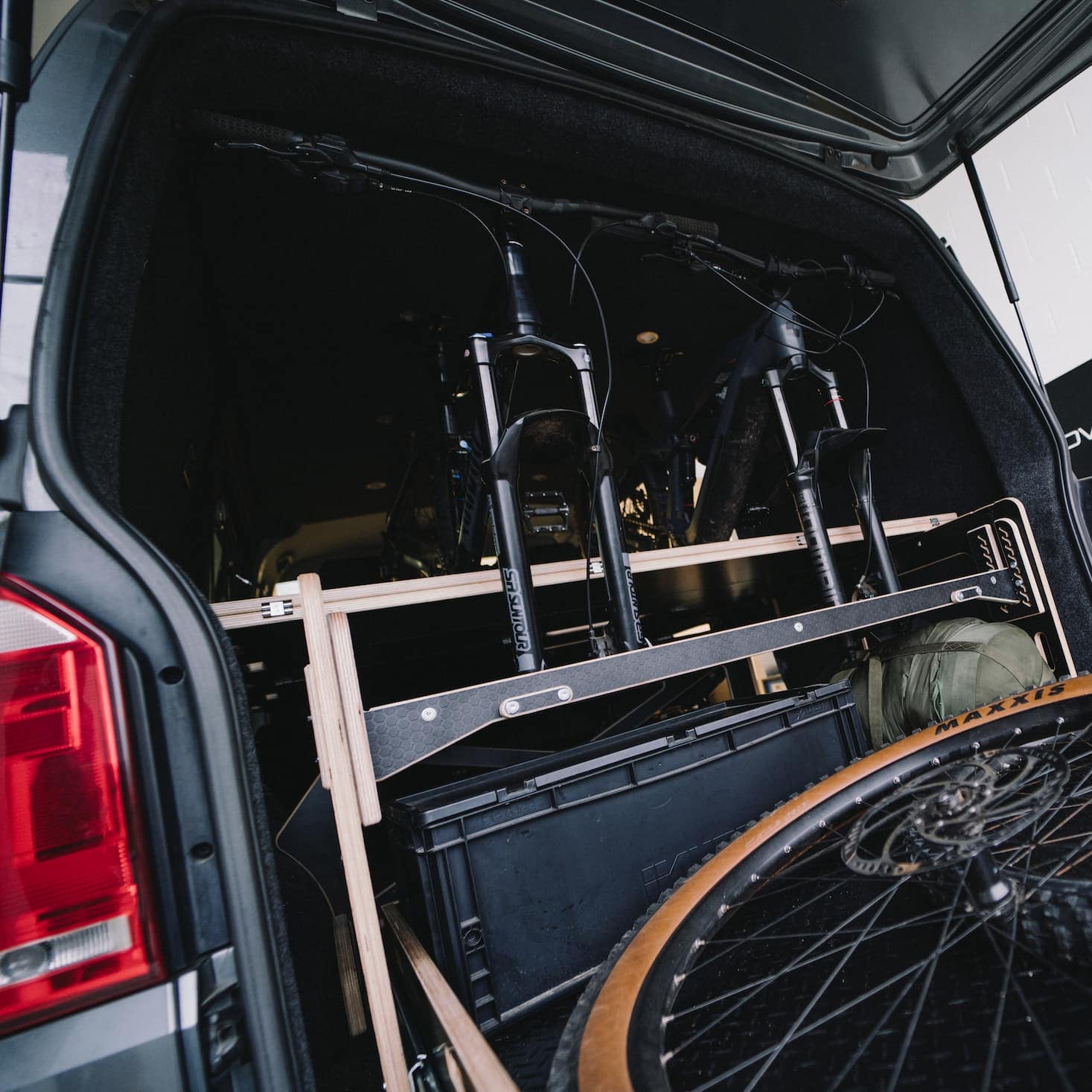 wide angle of ovano bike bar installed with 2 x MTB bikes fitted.