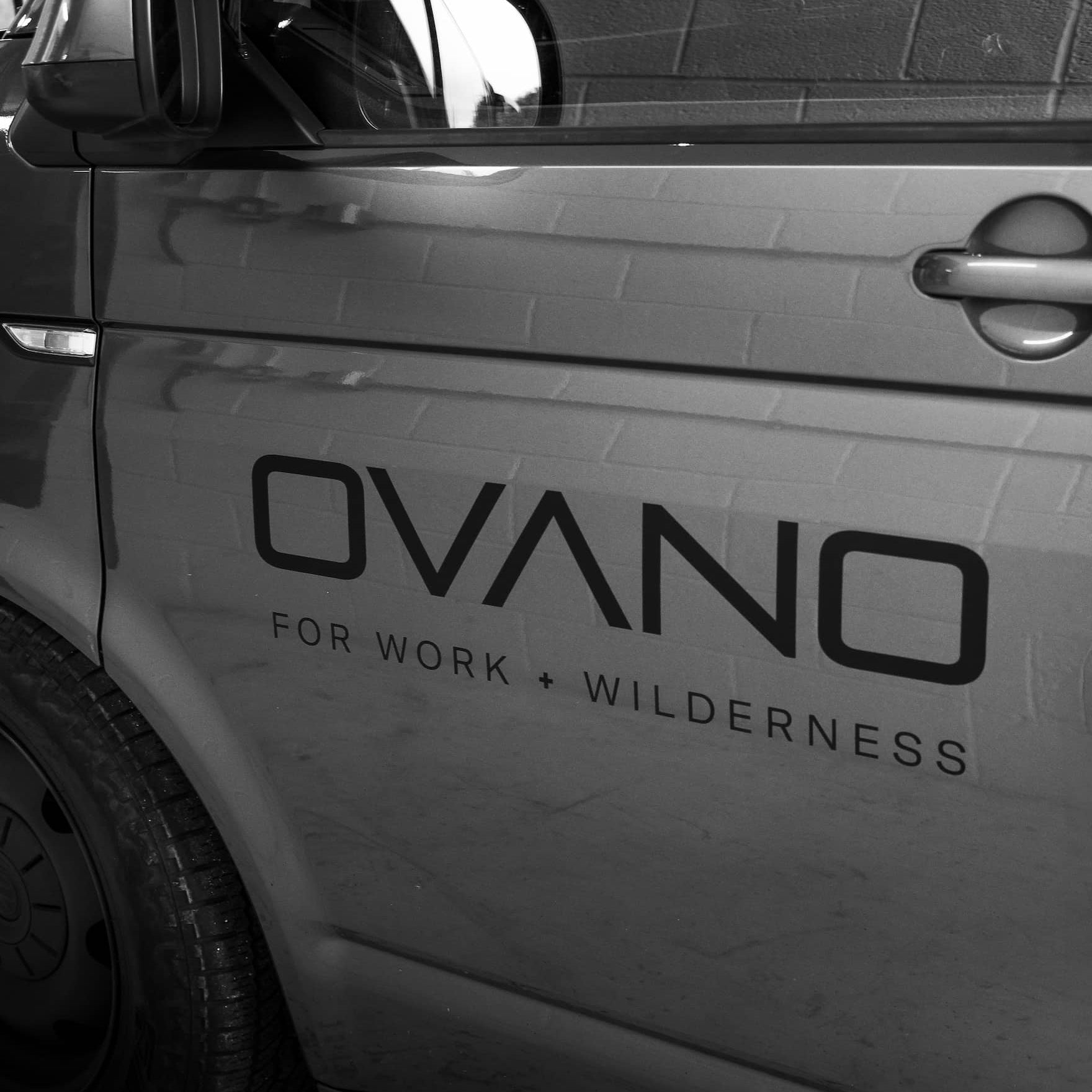 Matt black Ovano branded vinyl sticker installed on silver T5.1