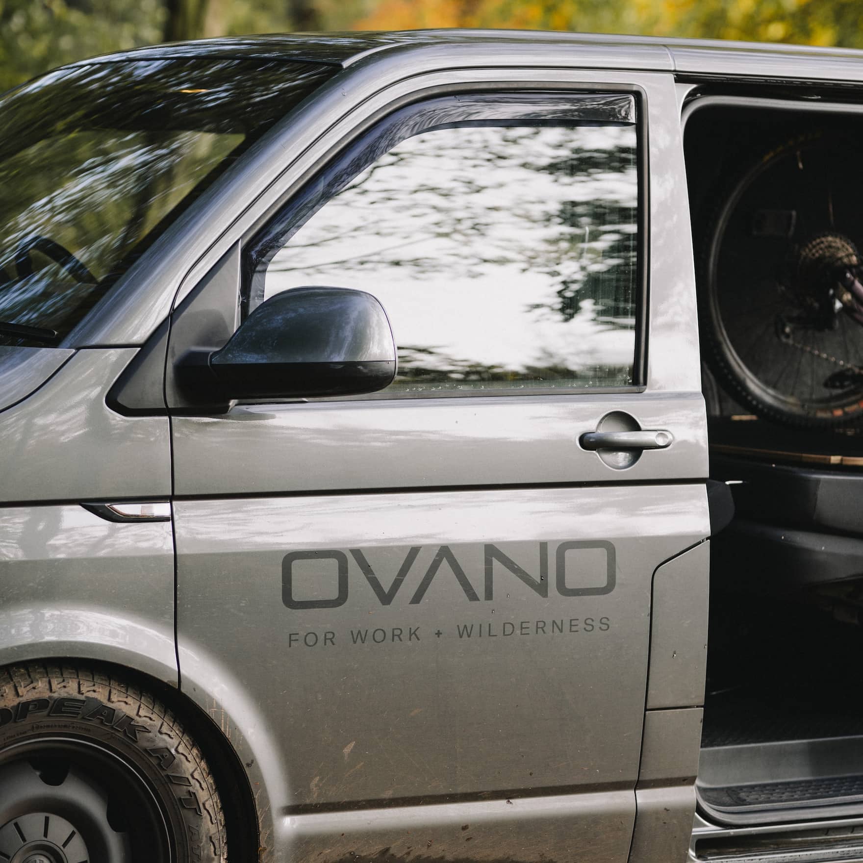 ovano vinyl sticker saying "Ovano" "for work and wilderness"