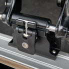 Locking thru axle fork mount shown on aluminium channel