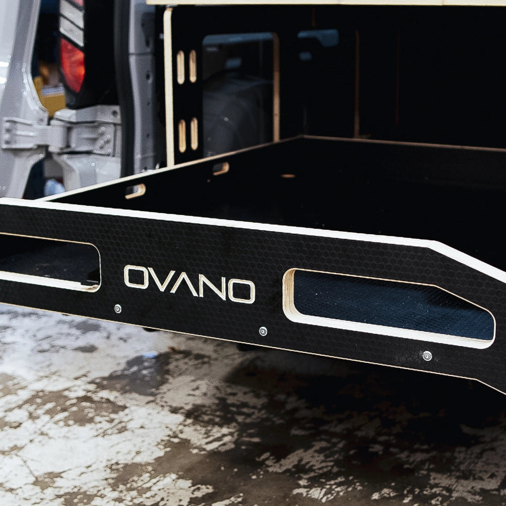 Ovano dualdeck with drawer open in a Transit Custom