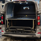 Back of a Transit Custom with an open cargo area featuring an Ovano dualdeck product.