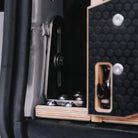 Close up of Ovano's stainless steel mounting brackets for T7 and Transit Custom.