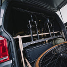 wide angle of ovano bike bar installed with 2 x MTB bikes fitted.