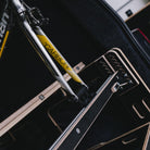 road bike mounted to fork mount on Ovano bike bar inside a van